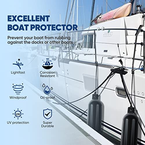 Dreizack Boat Fenders 4 Pack, Bumpers for Docking with Ropes,