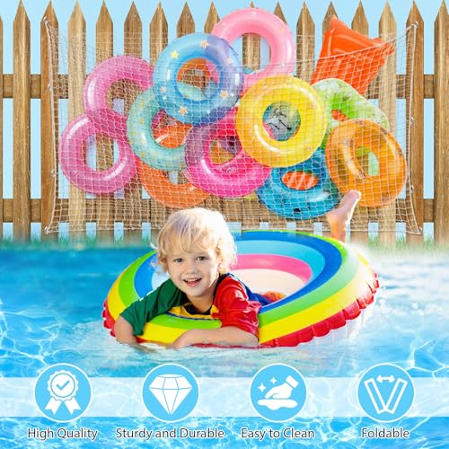 Large Pool Float Storage Mesh Bag 63 x 43 Inches White for Inflatable Toys