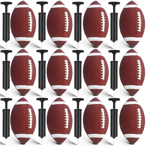 Official Size 9 Youth Football Set with Pump - 12 Bulk Footballs for Kids and Teens