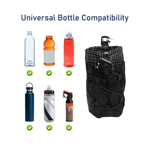 FIOTCEL Ultralight Water Bottle Holder for Backpack Straps - Fits 8-24oz Bottles | Hands-Free Hydration Pouch for Hiking, Running & Outdoor Activities (Orange - 1 Pack)