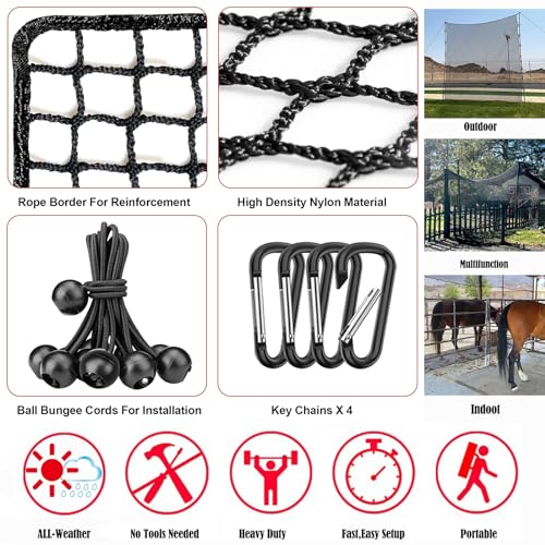Heavy Duty Sports Net for Golf Baseball Hockey & More - Durable Mesh Barrier