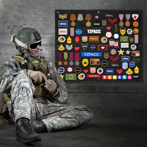 Black Tactical Patch Display Board 33x27.5in Foldable Military Morale Organizer
