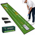 SAPLIZE Green Golf Putting Mat with Alignment Mirror & Adjustable Slopes - Gift Box Edition