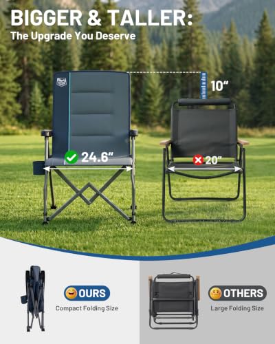 Heavy Duty Camping Recliner Chair 500lbs Support Folding Outdoor Chair
