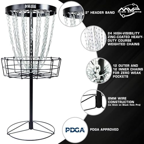 Portable Disc Golf Basket with 24 Chains and Transit Bag - Heavy Duty, PDGA Approved