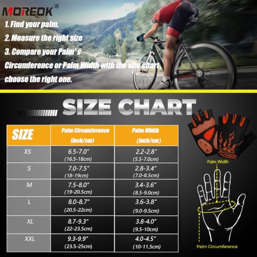 MOREOK Cycling Gloves Bike Bicycle Gloves Half Finger 5MM Gel Anti-Slip Orange Large