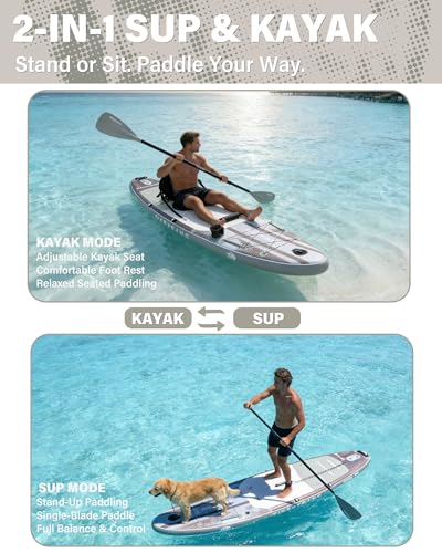 Inflatable Stand Up Paddle Board 11' Green with Kayak & SUP Accessories