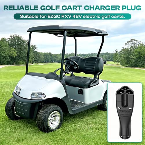 Golf Cart 48V Charger Plug Handle - EZGO RXV OEM Replacement, 3-Pin Triangle Connector - Charger Plug Variation