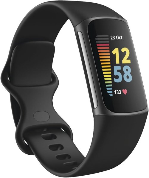 Fitbit Charge 5 Fitness Tracker - Built-In GPS, Stress Management & Sleep Tracking | Black/Graphite, One Size (S & L Bands Included)