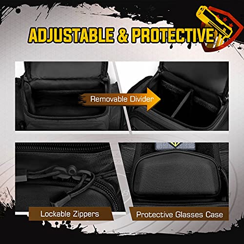 TIDEWE Black Gun Range Backpack with Pistol Cases & Ammo Storage