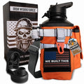 64 oz Insulated Stainless Steel Water Bottle with Paracord Handle and Removable Sleeve - Orange
