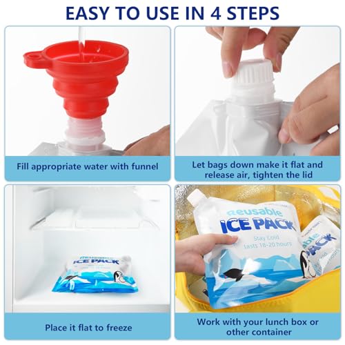 10x10 Inch Reusable Ice Packs for Cooler & Lunch Box - 6 Pack, Leak-Proof Freezer Packs