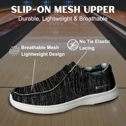 Pyramid Men’s Path Lite 'Hey Bro' Bowling Shoes Midnight Static - Lightweight, Breathable Knit, Athletic Fit, Slip-On