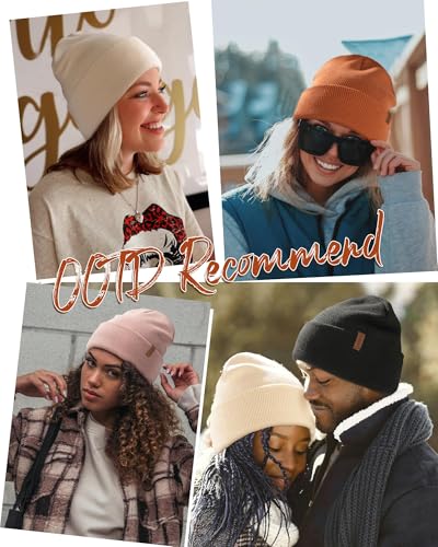 Black Satin Lined Beanie for Women Men Knit Winter Hat Warm Slouchy Skull Cap