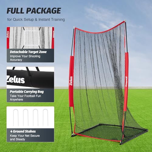 7x4 ft Football Kicking Net with Target Zone - Portable Sports Training Aid
