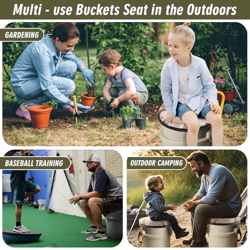 Camouflage 5 Gallon Bucket Seat with 360 Degree Swivel Foam Cushion for Hunting Fishing Camping