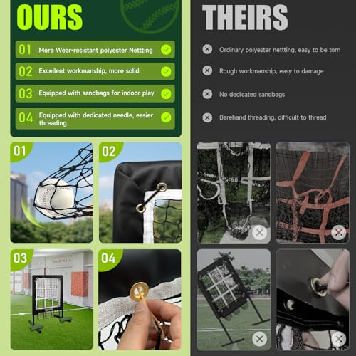 Heavy-Duty Baseball Pitching Net with Strike Zone - 9 Hole Adjustable Practice Trainer