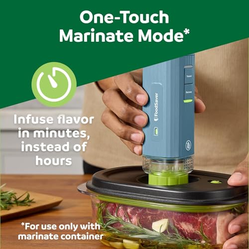 FoodSaver Mini Handheld Vacuum Sealer Machine with Marinate & Charging Dock - Blue