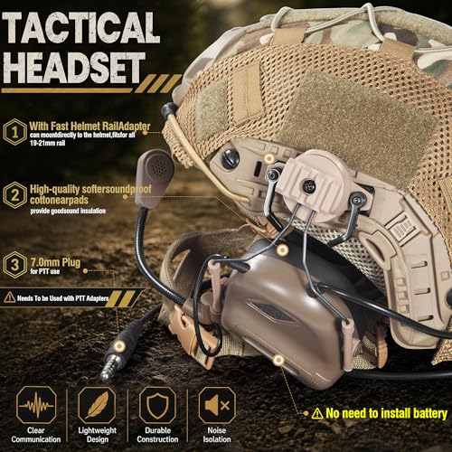 Lightweight Tactical Bump Helmet with Adjustable Fit & Noise Reduction Headset
