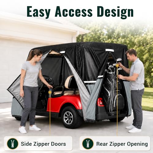 Golf Cart Cover 4-Seat XL 90" for Extended Roofs Waterproof Windproof Heavy Duty
