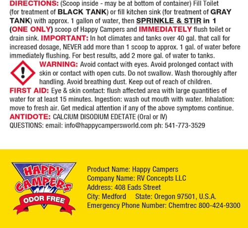 Happy Campers RV Toilet & Black Tank Treatment Powder - 18 Doses