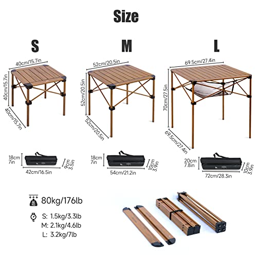 iClimb Nature Medium Folding Aluminum Table - Lightweight Stable Roll-Up Top