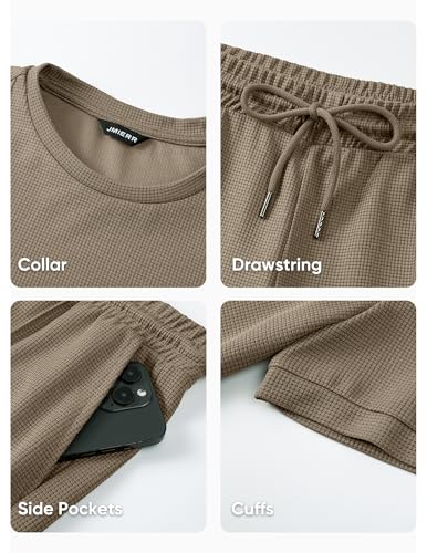 Men's 2 Piece Summer Textured Suit Set - X-Large Khaki