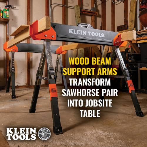 Adjustable Legs Folding Saw Horse Set - 2 Pack Heavy-Duty Support