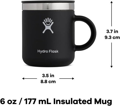 Hydro Flask Coffee Mug - Insulated Stainless Steel, Non-Spill Travel Mug | 6 Oz Tonal Black
