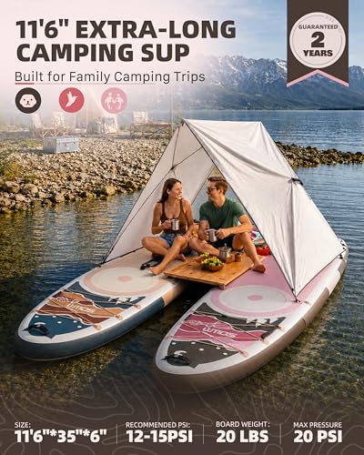 Blush Pink Inflatable Stand Up Paddle Board 11'6" Wide 450lb Capacity with Accessories