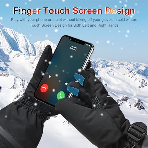 NEKOPA Rechargeable Heated Winter Gloves for Men Women Black Large