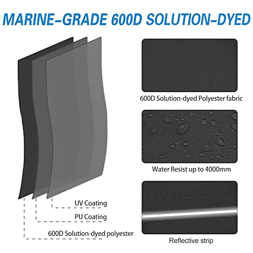 Jet Ski Cover Waterproof UV Resistant Trailerable 126-135 Inch 3 Seater - Black - Fade & Crack Resistant