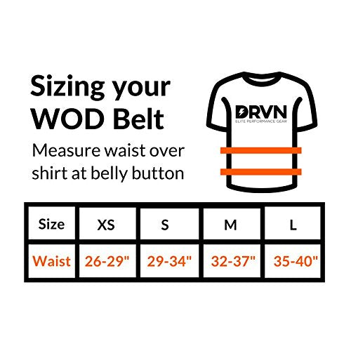 DRVN WOD Belt - Weightlifting Belt, Men/Women Powerlifting Belt with Fully Adjustable Support Strap (Medium)