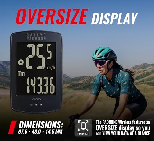 CATEYE Padrone Stealth Wireless Bike Computer with Oversized Display