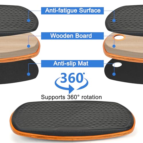 Ergohead Black Adjustable Balance Board for Standing Desks Anti-Fatigue Mat