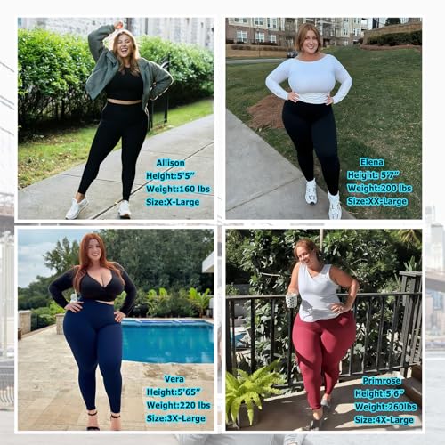 Plus Size Black Yoga Pants - 4X Tummy Control High Waist Leggings - Black & 4X