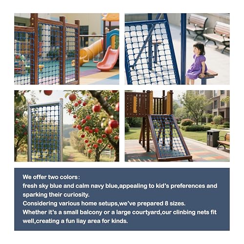 Kids Climbing Net Navy Blue 3ft x 6ft Heavy-Duty Indoor Outdoor Play Equipment