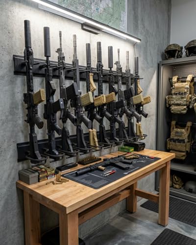 Upbci 10-Slot Wall Mount Gun Rack Vertical Rifle Storage Holder Black
