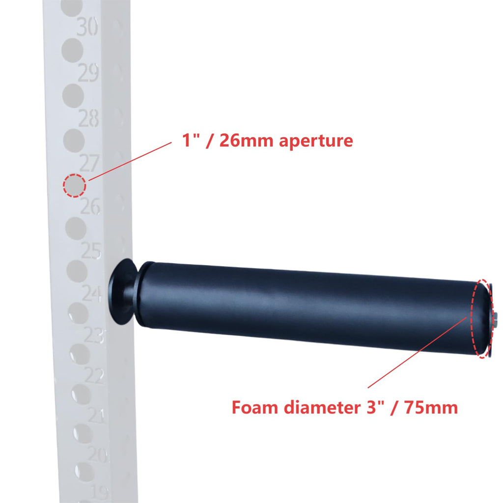 Single Leg Squat Roller/Nordic Hamstring Curl for Power Rack Attachments, Bulgarian Split Squat for Workout Esquipment Home Gym Accessories (Foam Diameter 3" / 75mm ，1" / 26mm Aperture)