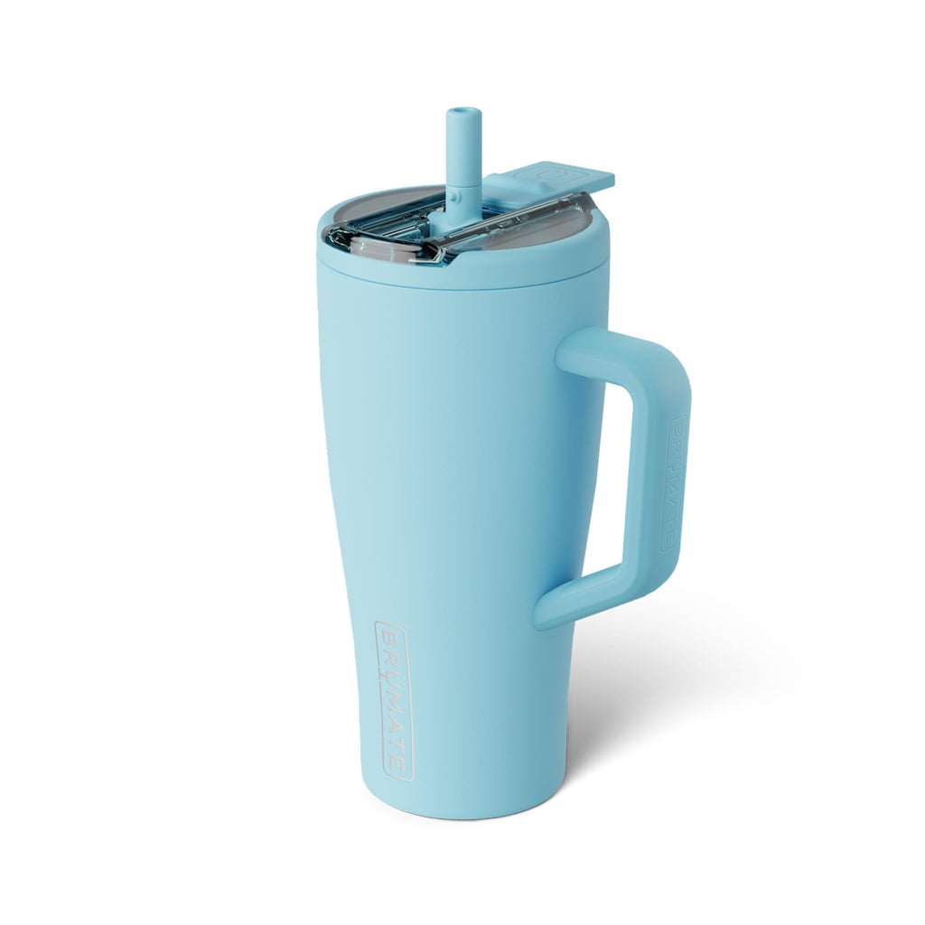 BrüMate Era Flip 30oz Tumbler with 100% Leakproof Covered Straw Lid | Hygienic Covered Straw | Insulated Stainless Steel Water Bottle with Handle | Cup Holder Friendly | BPA-Free (Glacier)