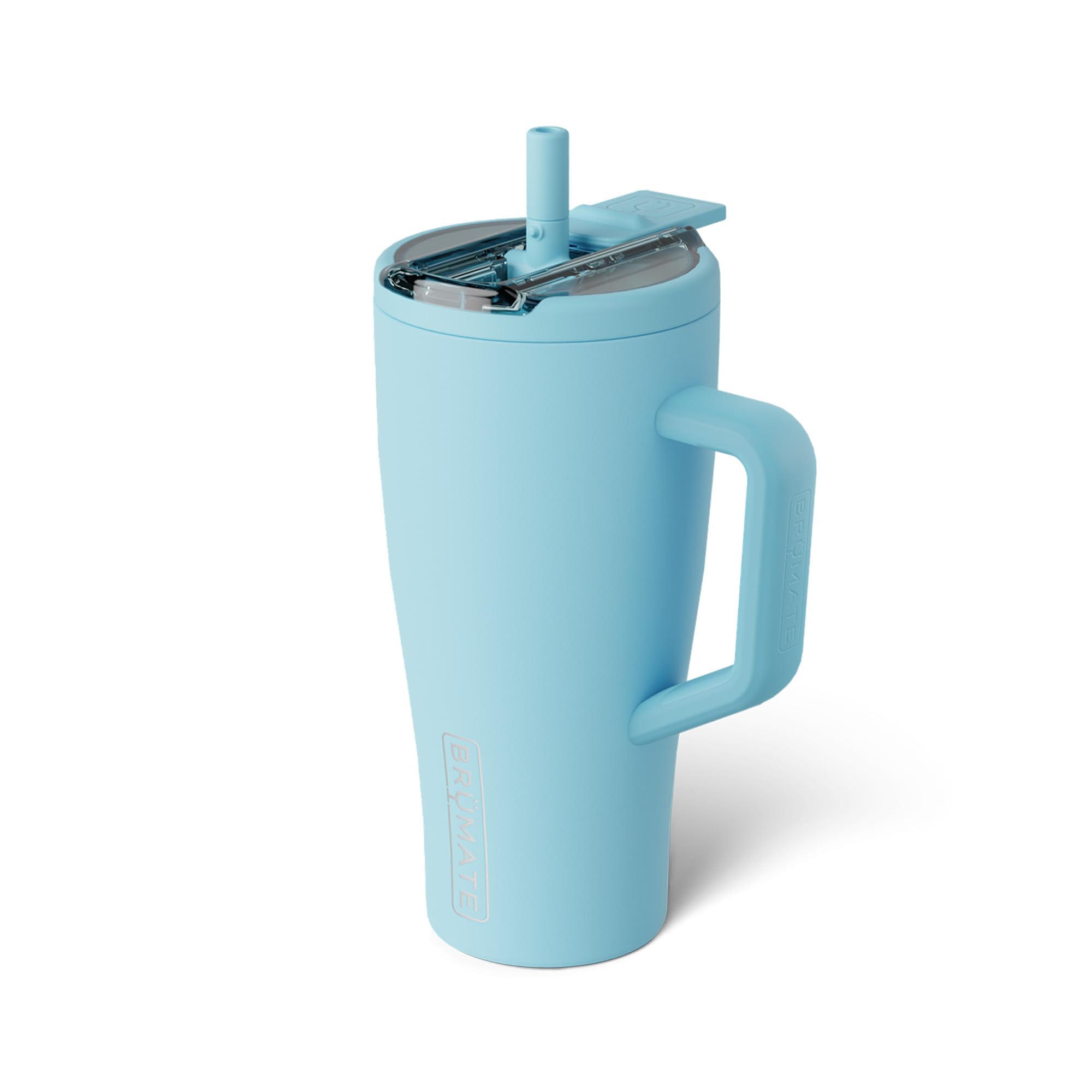 BrüMate Era Flip 30oz Tumbler with 100% Leakproof Covered Straw Lid | Hygienic Covered Straw | Insulated Stainless Steel Water Bottle with Handle | Cup Holder Friendly | BPA-Free (Glacier)