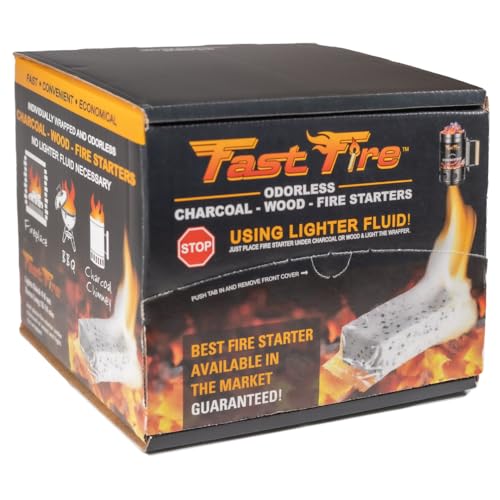 Fast Fire Odorless Fire Starter Cubes 100 Count - Waterproof, Individually Wrapped