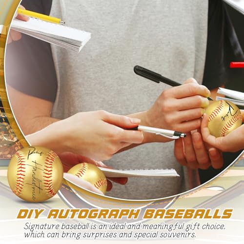 Gold Autograph Baseballs Set of 2 - 9 Inch Blank Signed Baseballs for Collecting and Practice
