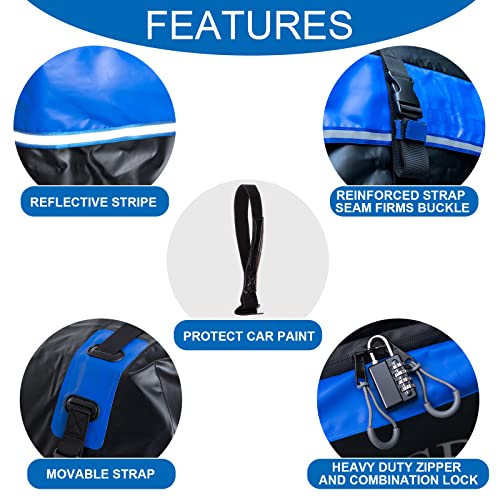 Blue 21 Cu Ft Waterproof Car Roof Cargo Bag with Straps & Hooks