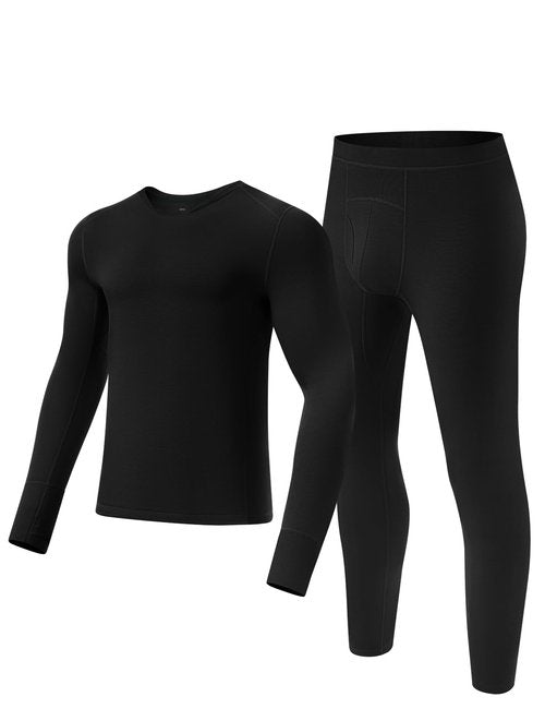 gagli Thermal Underwear for Men - Long Johns with Fleece Lined Winter Warm Base Layer Cold Weather Top Bottom for Hunting Running Skiing Gear,Black,L