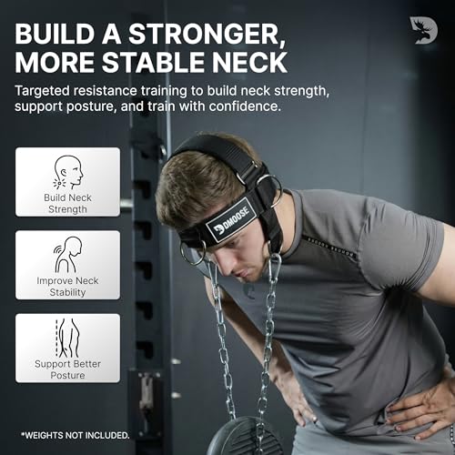 DMoose Fitness Black Plus Neck Harness for Weight Lifting with Support Strap