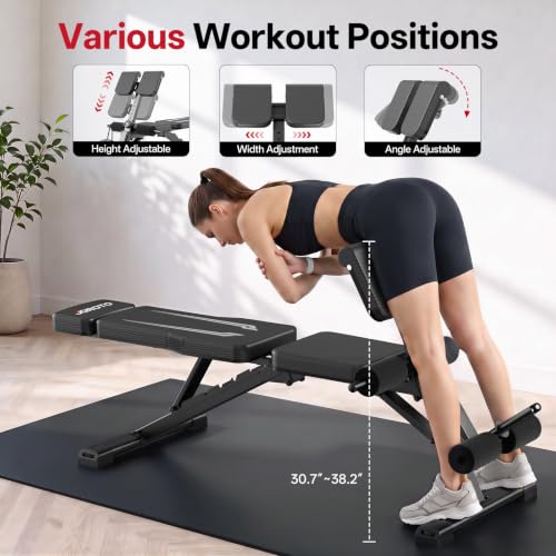 Joroto Adjustable Foldable Weight Bench Black – Home Gym Workout Station