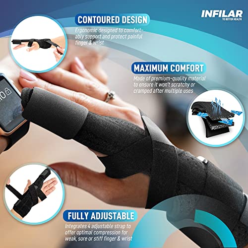 Trigger Finger Splint for Men & Women, Adjustable Full Hand and Wrist Brace - 1 PCS Graphite