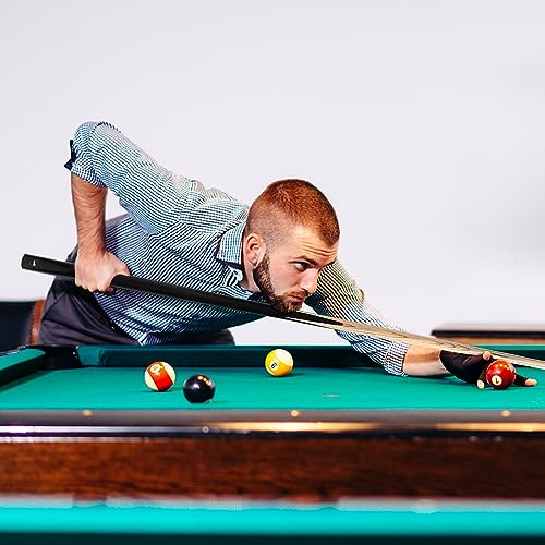 HMQQ Black Set of 6 58-Inch One-Piece Pool Cues, 20 oz, 13mm Tip for Billiards