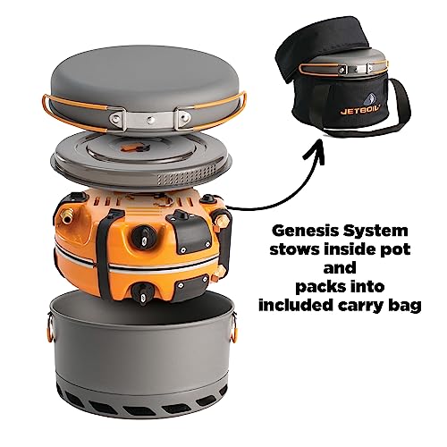 Jetboil Genesis Basecamp Orange Backpacking Camping Stove with Cookware System
